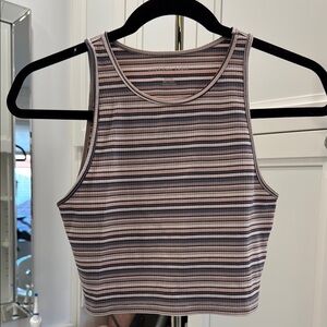 American Eagle Outfitters Pink Fitted Crop Tank Top